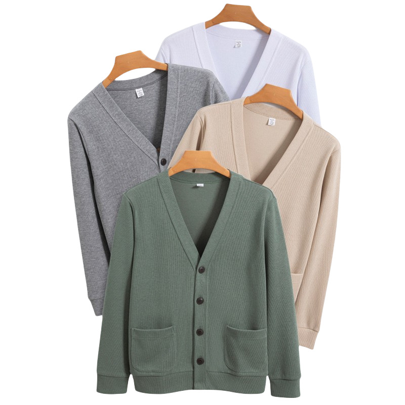 Winter Clothing Europe - เสื้อผ้าผู้ชาย เสื้อสเวตเตอร์คาร์ดิแกน ฤดูใบไม้ร่วงและฤดูหนาว รุ่นใหม่ แฟชั่นยุโรปและอเมริกา เสื้อถักคอวี