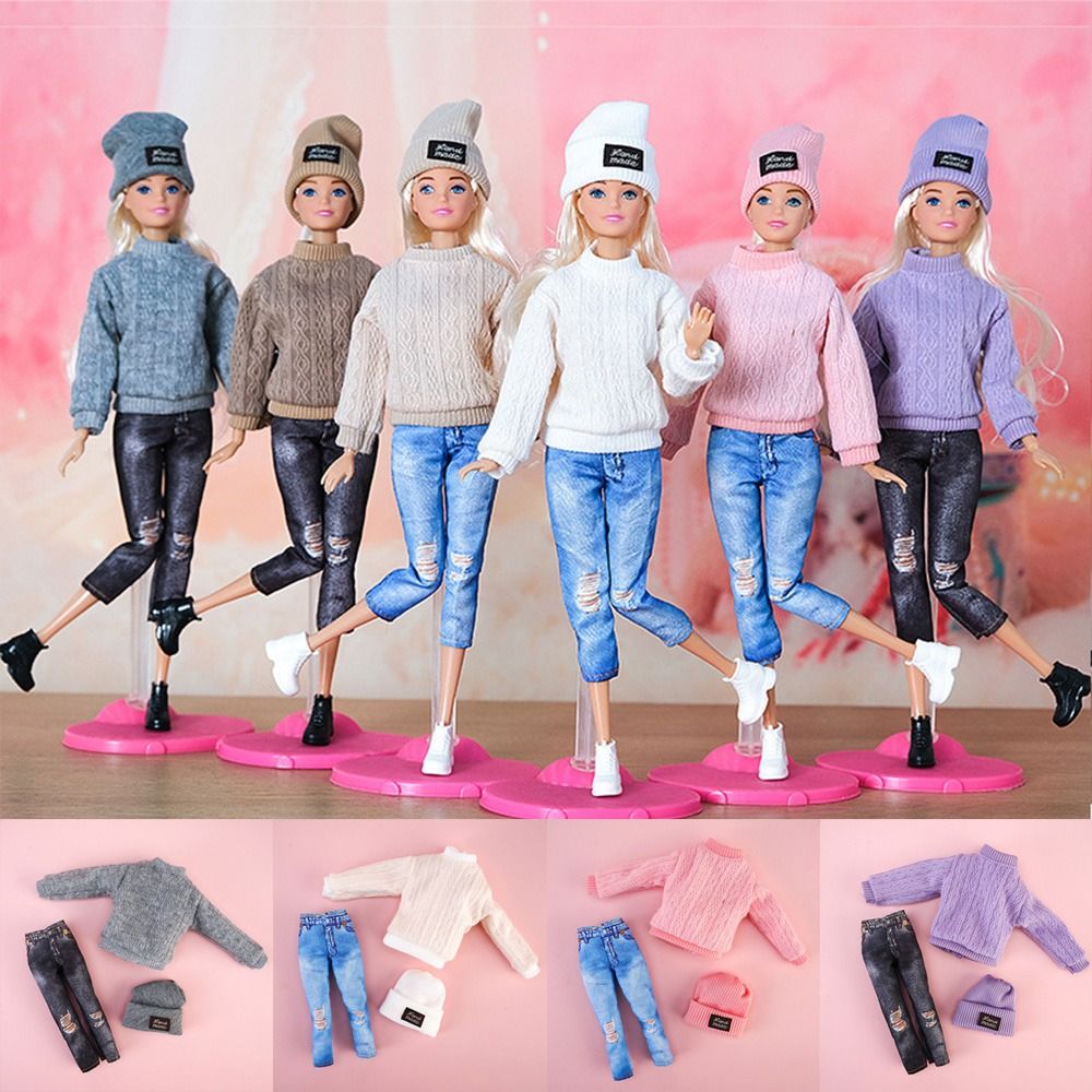 Winter Wear Clothes - 1 ชุด 1/6 ตุ๊กตาเสื้อผ้าลำลองหมวกฤดูหนาวเสื้อกันหนาวกางเกงทำด้วยมือตุ๊กตาเด็กผู้หญิงสวมชุดสำหรับ 29 ~