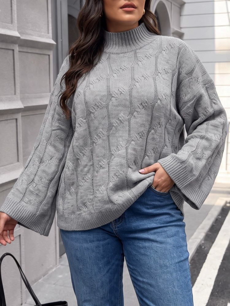 Winter Clothing For Plus Size Women - เสื้อสเวตเตอร์ถักแขนยาวลำลองสำหรับผู้หญิงไซส์ใหญ่ เสื้อยืดหลวมๆ สไตล์สปอร์ต เหมาะสำหรับใส่เล่นกีฬาและกิจกรรมกลางแจ้ง เสื้อผ้าผู้หญิงไซส์ใหญ่