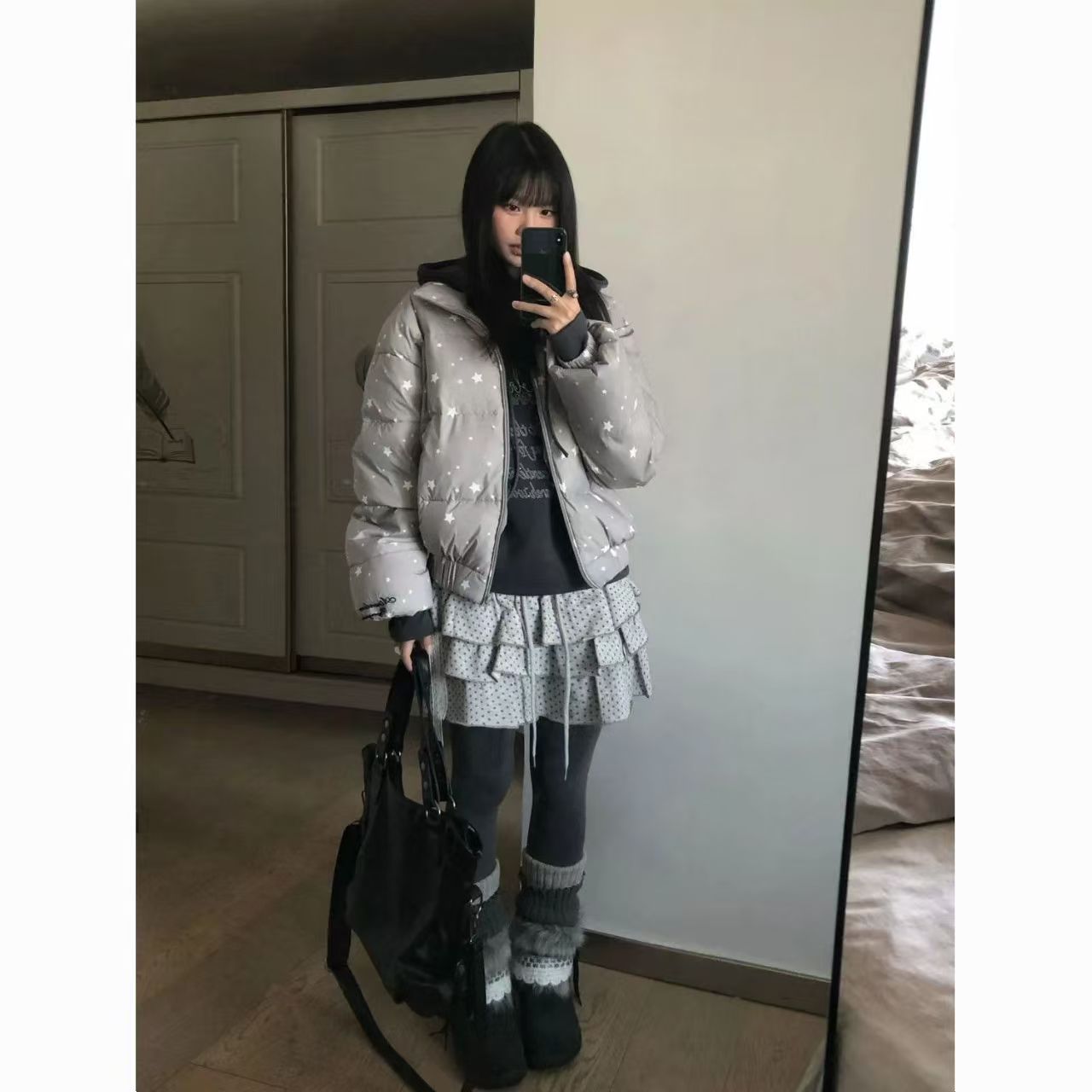 Winter Clothing Activity - เสื้อพาร์กาพัฟเฟอร์สำหรับผู้หญิง เสื้อผ้าแฟชั่นสไตล์เรียบง่าย ทันสมัย บุซับใน ป้องกันลม ผ้าเชอร์ปา