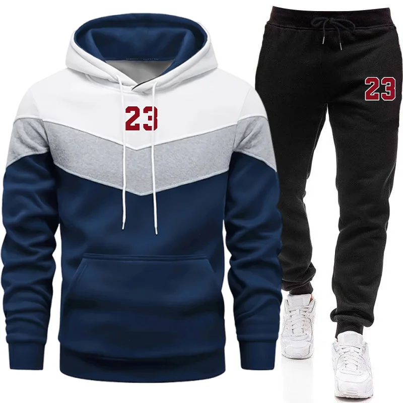Winter Clothing For Men - ชุดวอร์มใหม่สำหรับผู้ชาย เสื้อฮู้ดลำลองสำหรับฤดูใบไม้ร่วงและฤดูหนาว ชุดออกกำลังกายคุณภาพดี เสื้อฮู้ดและกางเกงแบบมิกซ์แอนด์แมทช์