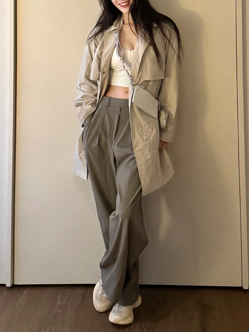 Winter Wear Clothes - กางเกงสูททรงพับจีบ ให้ความรู้สึกเย็นสบาย ใช้งานได้หลากหลาย ขากว้าง กางเกงขายาว ลำลอง