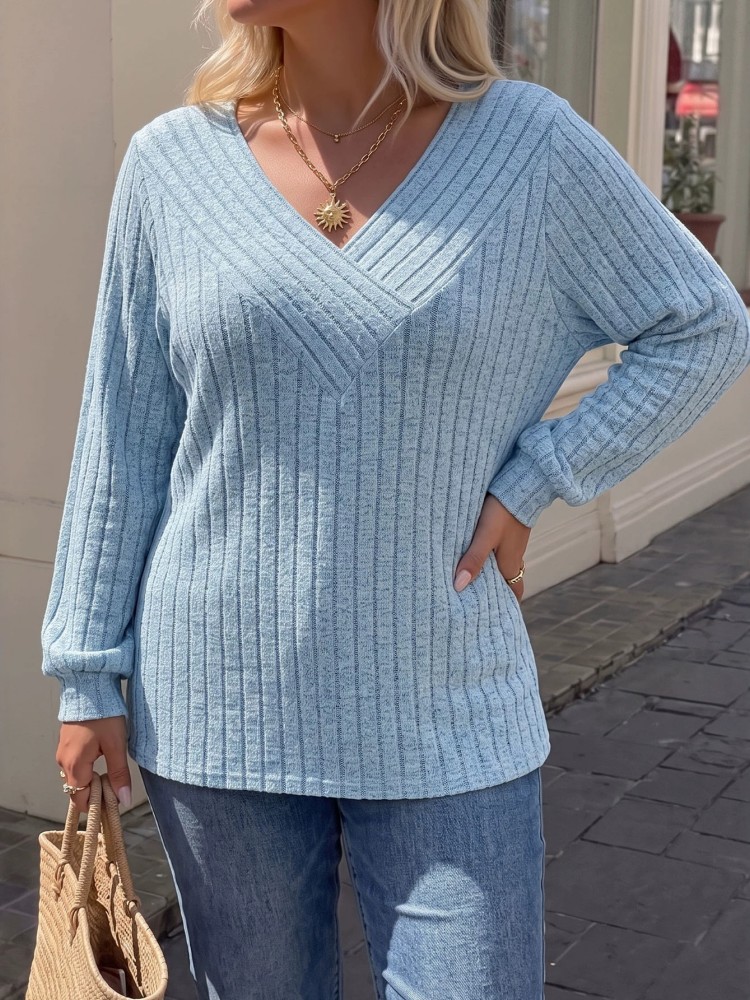 Winter Clothing For Plus Size Women - เสื้อสเวตเตอร์ถักแขนยาวลำลองสำหรับผู้หญิงไซส์ใหญ่ L-3XL เสื้อยืดทรงหลวมสำหรับเล่นกีฬาและกิจกรรมกลางแจ้ง เสื้อผ้าผู้หญิงไซส์ใหญ่
