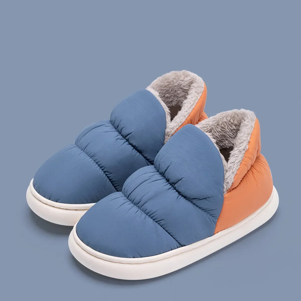 Winter Cloth - ผู้หญิงผู้ชายรองเท้าแตะฤดูหนาวลงผ้ากันน้ําในร่มกลางแจ้ง WARM Plush รองเท้าลื่นหนานุ่มสบายคู่แฟลต