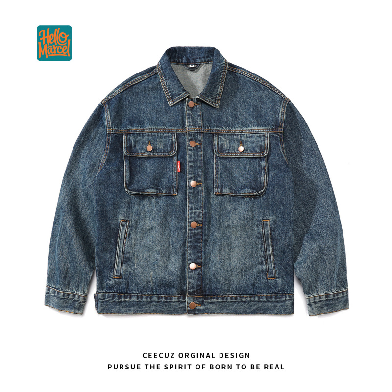 Winter Clothing Europe - HELLOMARCEL แจ็คเก็ตยีนส์คุณภาพหรู ไซส์ EU US สไตล์สตรีทแวร์