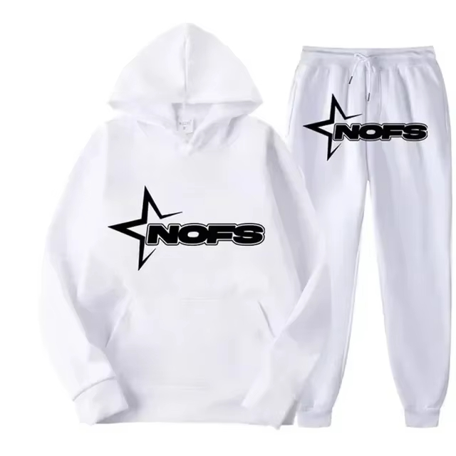 Winter Clothing For Men - ชุดสตรีทแวร์ผู้ชายปี 2026 เสื้อฮู้ดแขนยาวพิมพ์ลายตัวอักษร NOFS พร้อมกางเกงจ็อกเกอร์ ชุดกีฬา