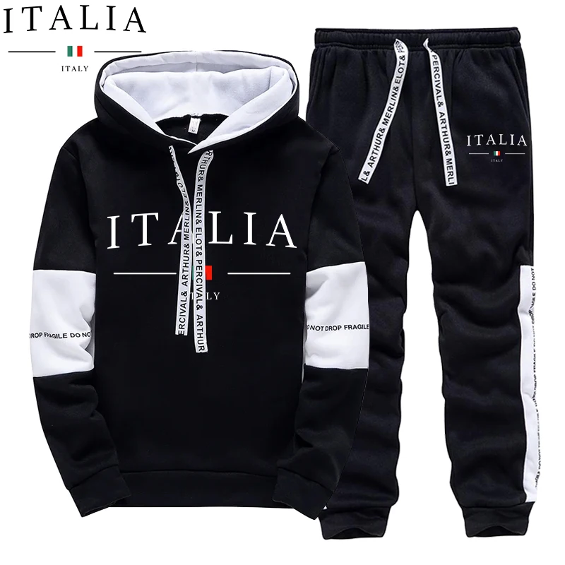 Winter Clothing For Men - ฤดูใบไม้ร่วงฤดูหนาวชุดวอร์มผู้ชายเสื้อสเวตเตอร์มีฮู้ดลำลองกีฬากลางแจ้งเสื้อผ้าวิ่งจ๊อกกิ้งคลาสสิกสีดำสีขาวเสื้อมีฮู้ดแบบมีฮู้ดเดี่ยว
