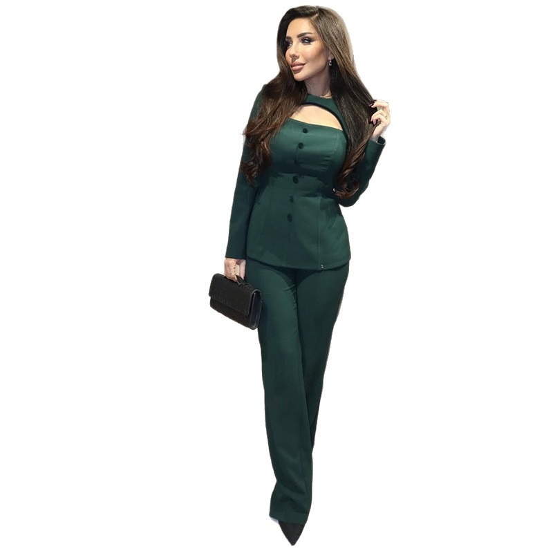 ชุดกางเกงขายาวสีเขียวทรงตรงสไต - Winter Clothing Europe บทวิจารณ์และราคา